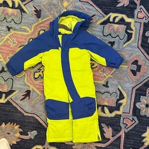 LL Bean 6-12M with Grow Cuffs Blue and Yellow Snowsuit